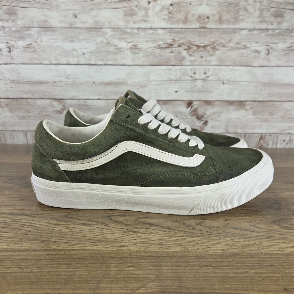 Vans Old Skool Pig Suede Olive Sneakers Water Repellent Men's 7.5 Womens 9